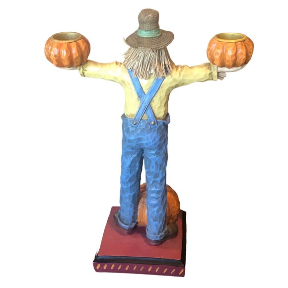 Halloween Fall‎ Thanksgiving Creepy Hollow Midwest wood Scarecrow Candle Holders - Picture 8 of 13